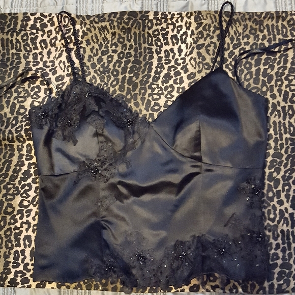 Cache Other - CACHE ♠️Black beaded +Lace Gown size 8